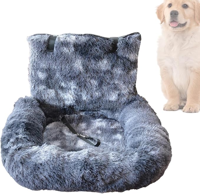 Dog Car Seat - Medium Dog Plush Car Seat | Washable Cushion Comfortable Travel Bed for Vehicle Truck Camping Adventures Vet Visit Daily Commuting Traveling