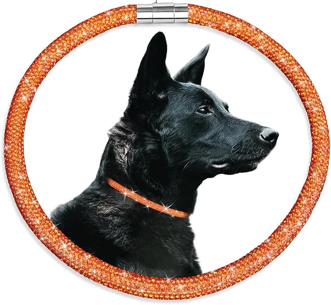 Stylish and Luxurious Diamond Dog Collar,Magnetically Clasp,Full Diamond Design,Perfect for Wedding and Everyday Walking - Rose Red Diamons Necklace Collar for Medium Large Dogs,20''
