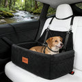 MCY Dog Car Seat for Large Medium Dogs, Dog Booster Seat with Thick Cushion, Portable Washable Pet Under 55 lbs, 2 Safety Leashes Travel Car Bed, Suitable for Home and Outdoor, Black