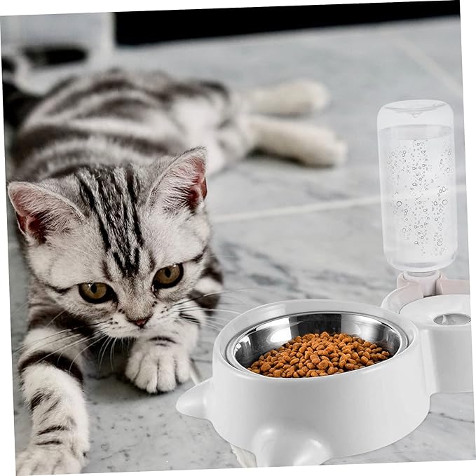 VANZACK Automatic Pet Feeder Bowl Double Dog Bowls with Water Dispenser Durable Design for Pets Convenient Pet Supplies Grey