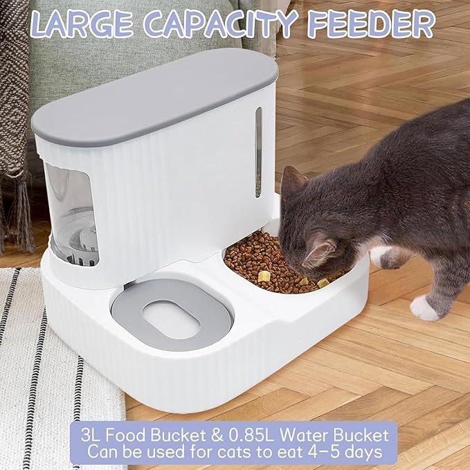 Pet Feeder Automatic 2-in-1 Pet Feeder Fully Enclosed Drinking and Feeding Machine Three Colors Optional Suitable Compatible with Cats and Dogs Pets Supplies(Pink)