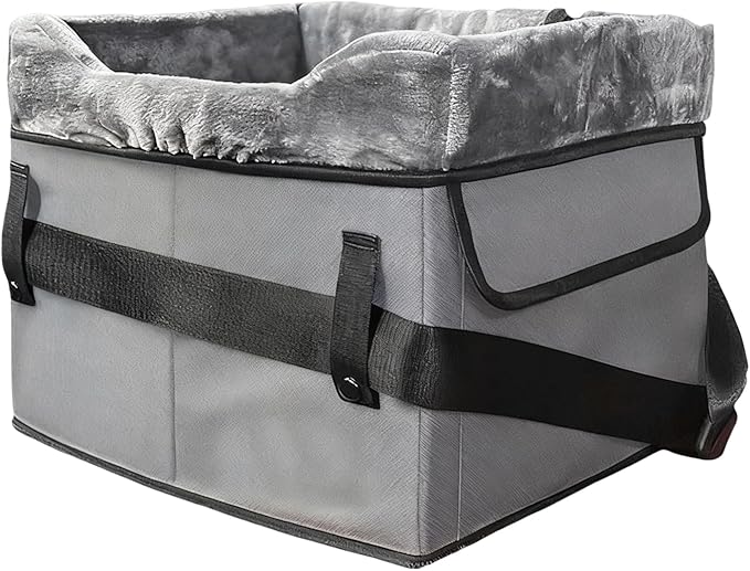 Portable Pet Mat for Cars, Portable and Washable Design, Plush Material, Dog Car Seat, Pet Booster Bed, Comfortable with Built in Storage Pockets, for Road Trips, Daily Commutes, Or Errands