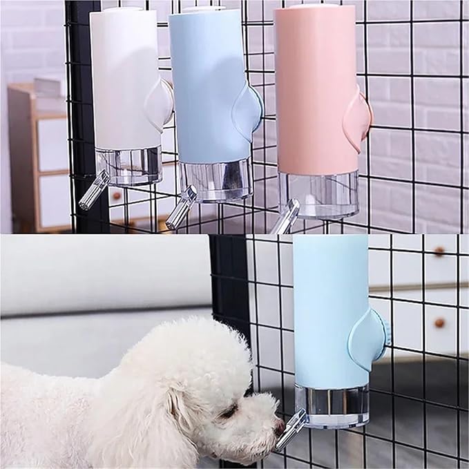 Dog Cat Automatic Dispenser Hanging Pet Drinker Fountain Head Ball Mouth Feeder Small Pets Drinking Bottle Dispenser(Blue)