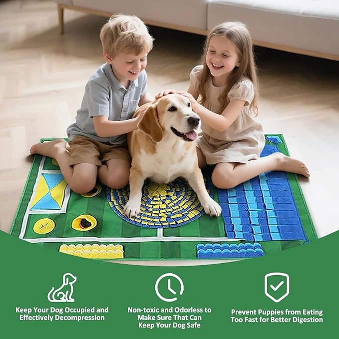Snuffle Mat for Dogs, Slow Feeding Game Interactive Puzzle Dog Food Mat, Dog Snuffle Toy for Small Medium Large Breed Dogs Puppy Sniff Foraging Mats Mental Stimulation Treat Game, 25.98*39.76 inch