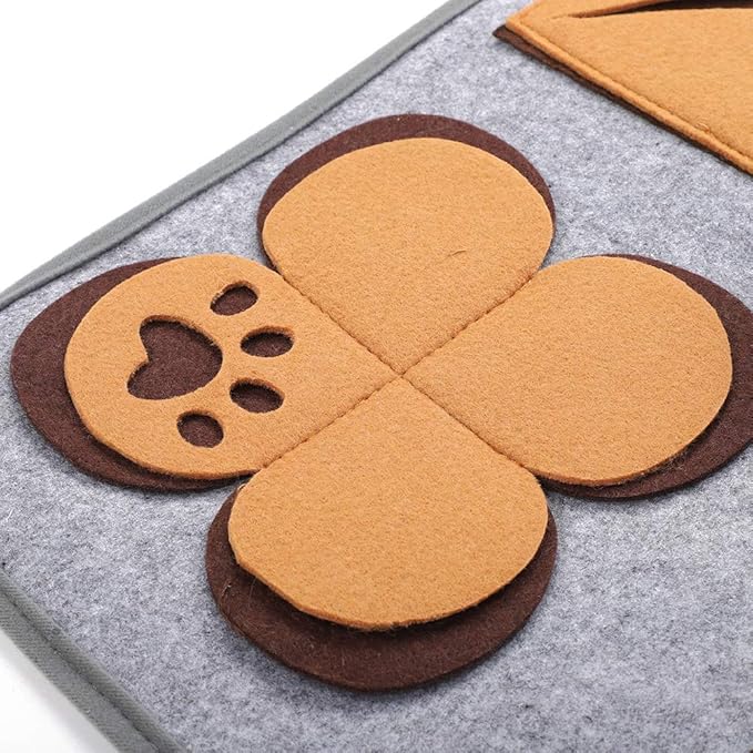 Pet Sniffing Pad Dog Cat Felt Nose Work Feeding Mat Durable Elastic Sniffing Foraging Training Playing Blanket Safe Non Slip Back Design for Pets Indoor Play Brown 60x60cm