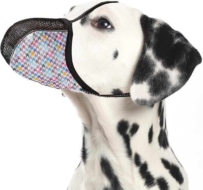 Dog Muzzle for Large Dogs to Prevent Biting Chewing Barking Soft Air Mesh Muzzles Reflective Ajustable Full Coverage Dog Mouth Guard Cover for Grooming Scavenging Colour L