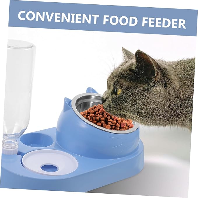 Stylish Pet Feeder Dual Bowl Dog Cat Water Dish Automatic Watering System Home Decor