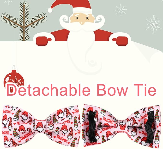Christmas Dog Collar with Bow Tie, Cotton Christmas Bowtie Collar for Medium Girl Boy Dog, Comfortable Dog Collar Bowtie with Durable Metal Buckle, Adorable Pet Collar,S,Neck 10-16in