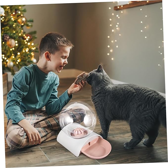1PC Large Capacity Pet Automatic Water Dispenser Durable Transparent Bubble Water Bowl for Dogs Cats Lightweight Design Easy to Clean for Home Outdoor Use Pink