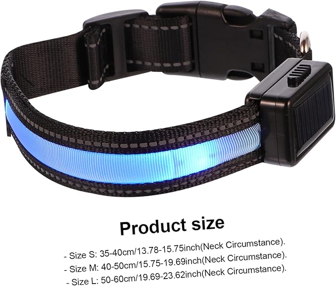 Milisten 1set Led Solar Rechargeable Collar Night Safety Pet Accessory for Dogs Puppies Comfortable Material for Parties Festivals