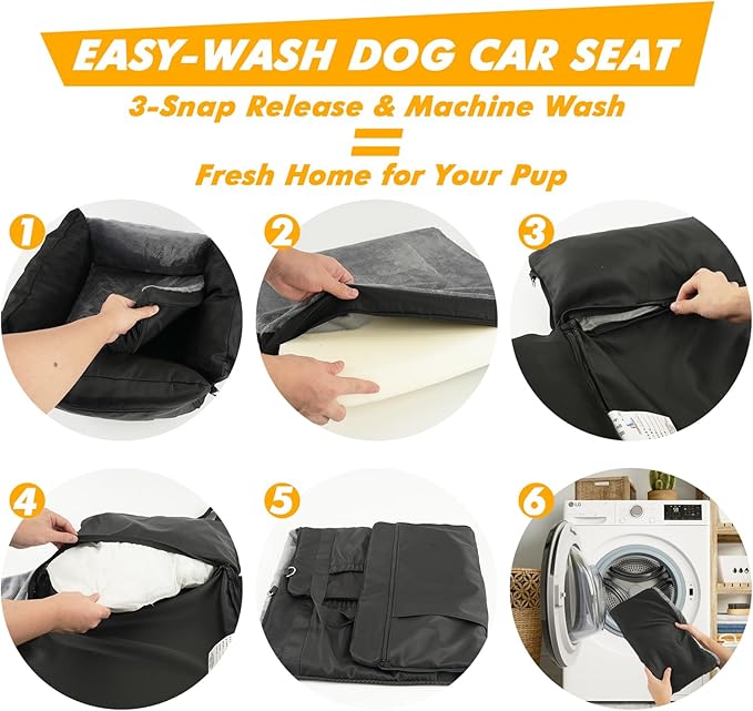 Dog Car Seat Cover for Cars, Dog Seat Cover Hammock, Non-Slip Backseat Extender with Mesh Window, Safety Leashes & Pockets, Waterproof Pet Car Protector for SUV, Truck, Sedan (Fits10-30lbs)