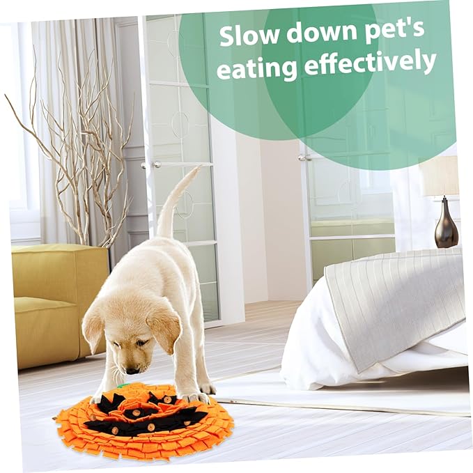 YARNOW Pet Snuffle Pad Orange Pumpkin Shape Dog Mental Stimulation Toy Slow Feeder 1pcs
