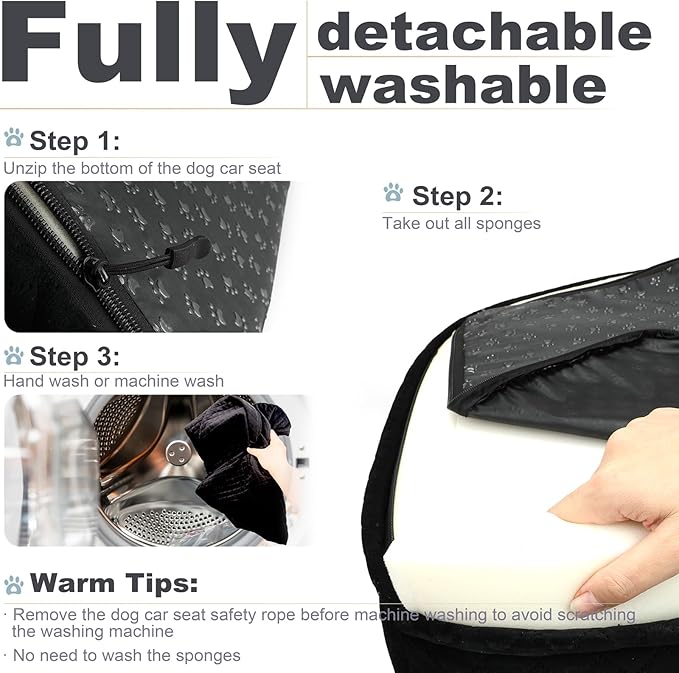 Youvee Dogs Car Seat and Bed 2 in 1,Pet Car Bed for 2 Small or 1 Medium/Large Dog up to 60 lbs,Dog Booster for car Back Seat,Safety,Comfortable,Storage Pocket,Fully Detachable and Washable(Black)