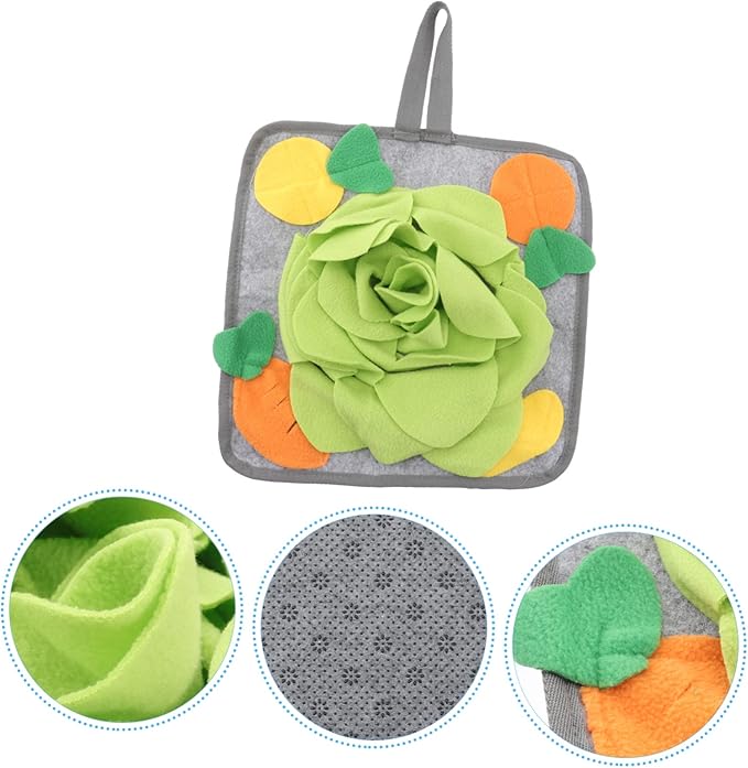 POPETPOP Rabbit Snuffle Mat Interactive Foraging Toy for Small Animals Durable Feeding Mat for Bunnies Helps with Slow Feeding Random Patterns Green
