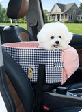 Center Console Dog Car Seat- Portable Pet Travel Bag with Safety Tethers and Removable Cooling Mat, Suitable for Small dags.