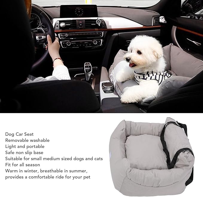 Fockety Dog Car Seat, Removable Washable Portable Pet Car Seat Pet Travel Carrier Antislip Travel Safety Dog Bed Puppy Car Travel Bed for Small Medium Dogs Cats