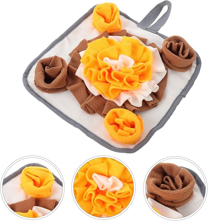 Totority Small Pet Snuffle Mat for and Hamsters Nose Work Feeding Pad for Sniffing Training Prevents Obesity Stimulates Foraging Instincts Non- Design White and Orange