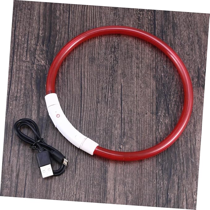 Led Glowing Dog Collar USB Rechargeable Silicone Pet Collar for Night Safety Red Energy-Saving Light for Outdoor Adventures