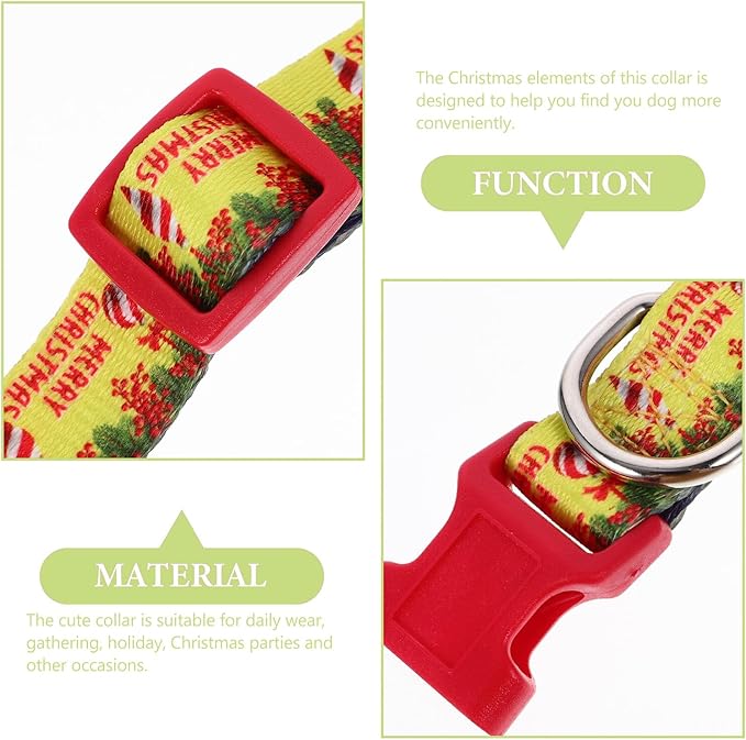 Gadpiparty Christmas Dog Collar with Quick Release Buckle Soft Adjustable Puppy Collar for Small Dogs in Yellow M Size
