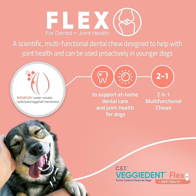 Virbac C.E.T. VEGGIEDENT Flex Tartar Control Chews for Dogs - Small