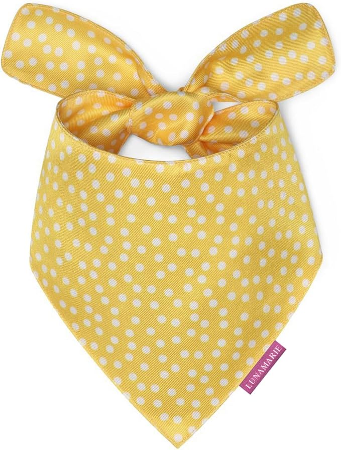 LunaMarie - Luxury Dog Bandanas - Puppy Bandanas Cat Accessories | Premium & Silky Fabric | 100% Handmade Quality | Custom Shape Dual Layered Reversible Small, Medium, Large Cat Scarf (Sophie, Small)