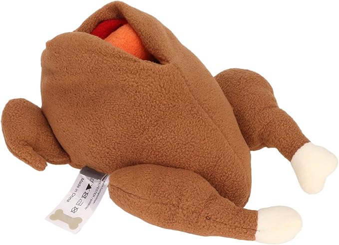 Turkey Vegetable Dog Snuffle Toy, Squeaky Interactive Puppy Training Play Toy with Treat Pockets, Ideal for Foraging Brain Stimulation Slow Feeding, Fun Pet