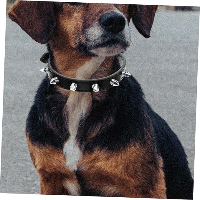 Leather Spiked Dog Collar for Pets Adjustable Studded Pet Collar for Dogs and Cats Wear-Resistant Design and