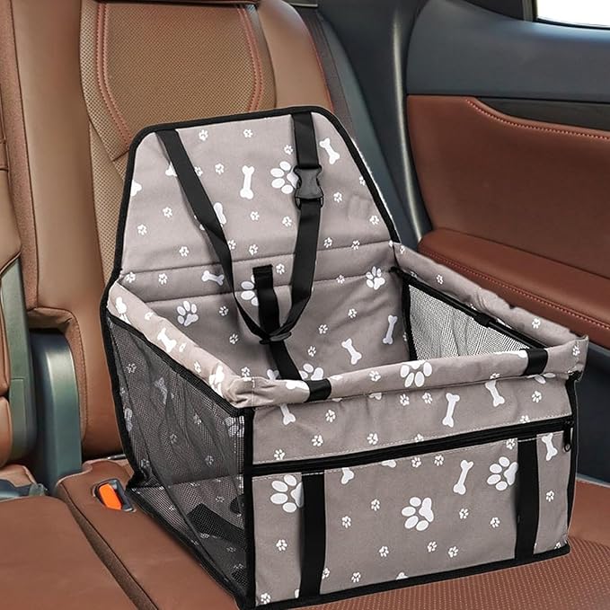 Portable Dog Booster Car Seat, Foldable Puppy Carseat with Storage Pocket, Comfortable Pet Travel Accessory, Durable Safety Carrier Organizer, Versatile Solution for Road Trip Long Driving Vet Visits