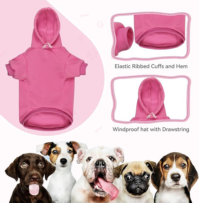 Dog Sweaters for Large Dogs,Dog Hoodie Sweater Solid Soft Brushed Fleece Pet Clothes Pet Hoodie Sweatshirt with Pocket(Pink-XL)