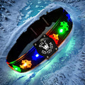 Personalized USB-C led Light up Dog Collar with Airtag Holder, IPX7 Waterproof,15 Modes Changing Multicolored Lighting (Black Pro, S(7.87-11.8"))