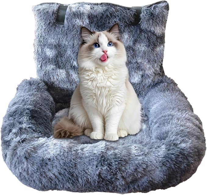 Pet Car Seat - Medium Dog Plush Car Seat | Washable Cushion Comfortable Travel Bed for Vehicle Truck Camping Adventures Vet Visit Daily Commuting Traveling