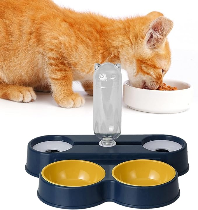 Dog Cat Bowls Pets Water and Food Bowl Set,Gravity Water Flow No Spills Durable Safe Anti Overturning Automatic Drinking,for Small or Medium Size Dogs Cats Sky Blue
