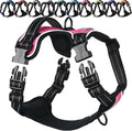 VIVAGLORY Dog Harness Easewalk No Pull Dog Harness with Handle Front Clip & Back Clip for Training Walking Lifting, No Pull Adjustable Easy On Padded Comfortable for Pet, L, Pink - Plain
