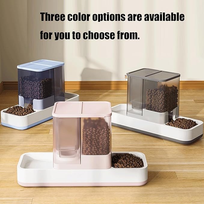 Automatic Refilling Pet Water Bowl and Food Dish Set with Stainless Steel Removable Tray Anti Tip Base for Small Animals Anti Spill Pet Food Bowl with Water Fountains