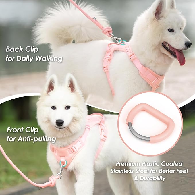 No Pull Dog Harness, Puppy Vest with Front Clip for Small Medium Large Sized Dog(Light Pink,S)