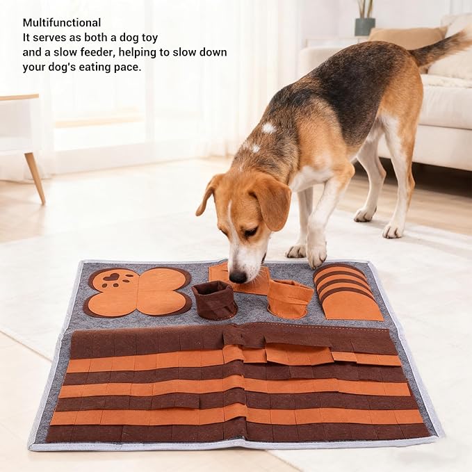 HEEPDD Dog Snuffle Mat, Interactive Feeding Toy Slow Feeder for Dogs with Rugged Felt Fabric, Enrichment Nose Work Scent Training Pad for Small Medium Large Pets, 22.64x22.64in