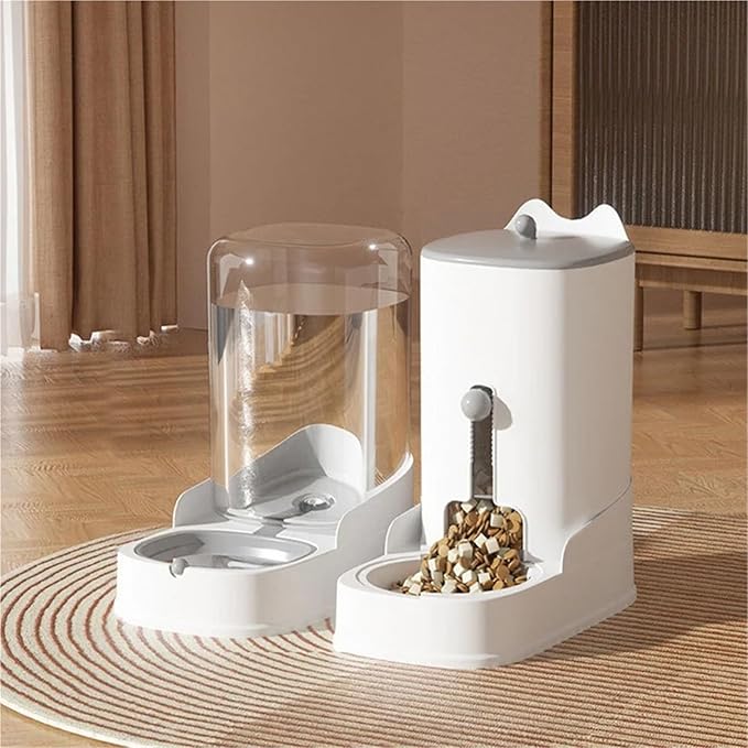 Large Capacity Automatic Pet Food & Water Dispenser, 2-in-1 Feeder & Drinker Bowl for Cats & Dogs Pet Supplies(Green Water)