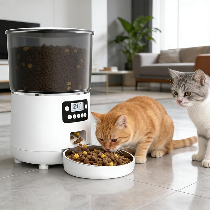 Quiet USB Powered 4L Dog Feeder Button Version Control for Automatic Timed Feeding Large Capacity for Busy Owners USB Feeder
