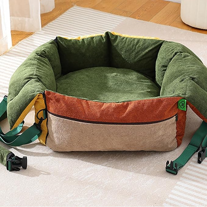 Dog Car Seat,Soft Portable 2-in-1 Pet Carrier with Pockets and Seatbelt | Dog Bag Carrier | for Truck SUV Back Front Road Trip Daily Commute Puppy Indoor Golf Cart Outing Shopping Public