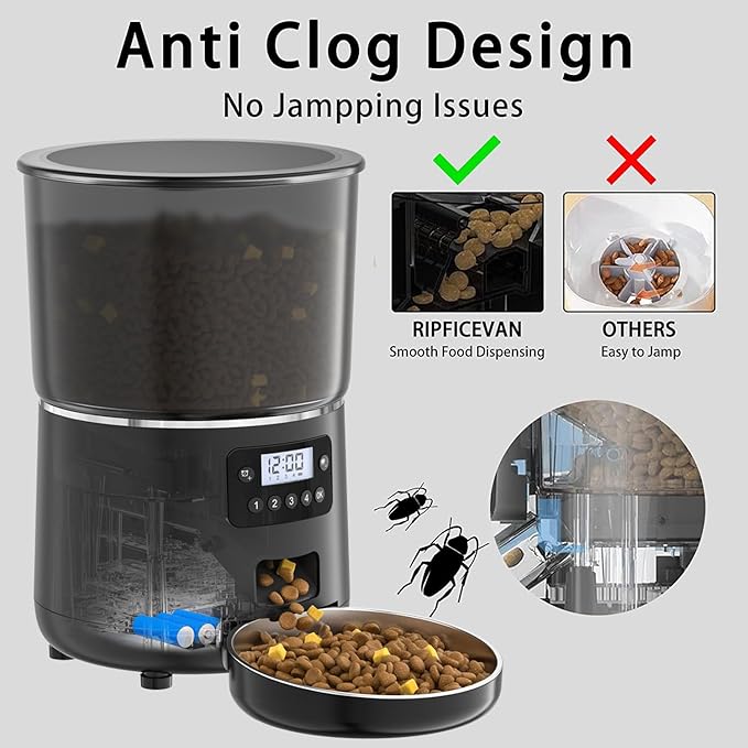 Automatic Cat Food Dispenser, Regular and Quantitative Feeding Through Intelligent APP Pet Supplies for Cat & Dog, Safe & Durable Easy to Clean, 4L Auto Cat Feeder (White)