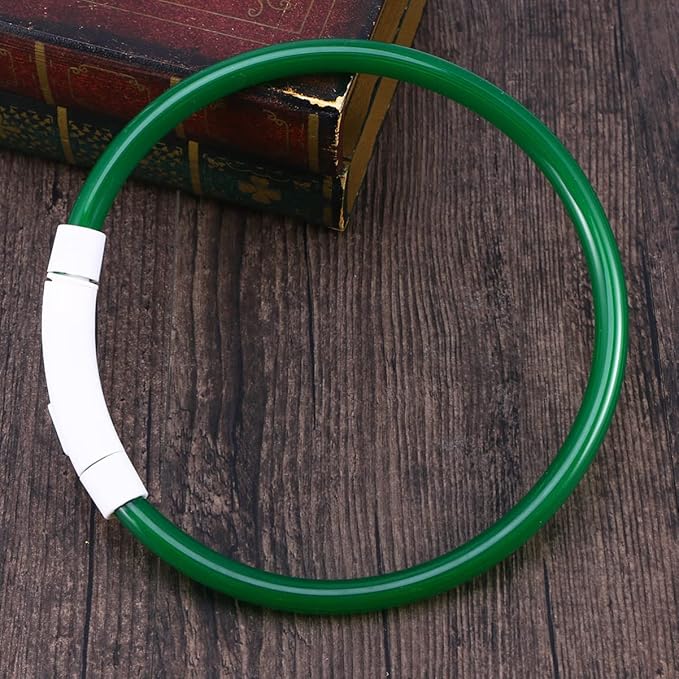 KESYOO Led Dog Collar USB Rechargeable Glowing Silicone Pet Collar Green -Saving Light for Night Safety and Visibility