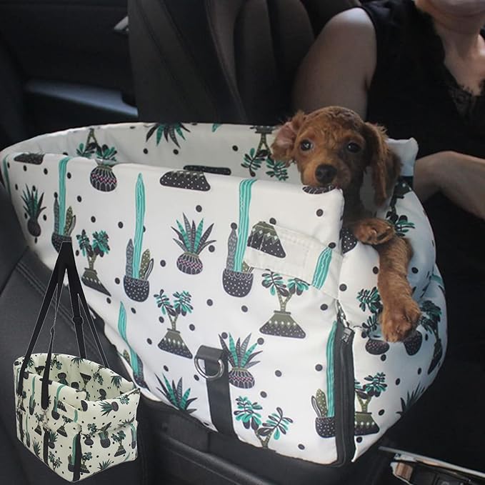 Dog Car Seats for Small Dogs Dog Booster Seat Pet Car Armrest Seat Middle Console Dog Car Seat Center Console Doggie Seat Dog Cat Travel Front Carseats Carrier Bag,Fits Car, Home, Travel