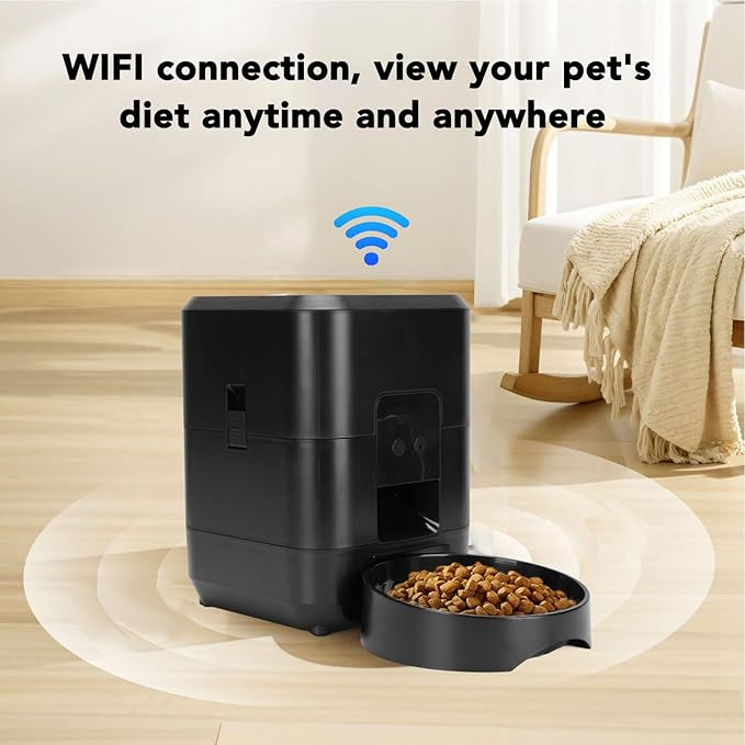 Automatic Dog Feeder, Timed Portion ControlDry Food Dispenser Accurate Distribution for Small and Large Cats Dogs Parallel Timed Feeding Suitable for Multi Pet Households (Black)