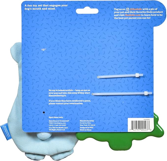 The Dodo Woodland Animals Stuffingless 2pc Dog Toy Set: Bear & Tree; No Plush Squeaky Bear Flattie Dog Toy + Rubber Tree Chew Toy; Durable Toys for Dogs