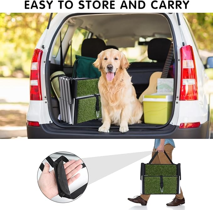 DGSL Dog Ramp for Car, Extra Wide 4 Steps Dog Stairs for Truck, Folding Steps for Dogs with Non-Slip Surface, Pet Loader Dog Steps for Large Dog, SUV, Side Door and Bed (Green, 20In-4 Steps)