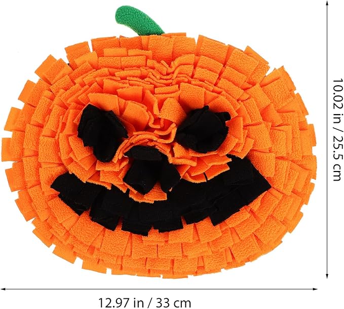 POPETPOP Dog Snuffle Mat Pumpkin Sniffing Feeding Mat for Large Breeds Compact Lightweight Dog Puzzle Toy Bright Design for Healthy Behavior