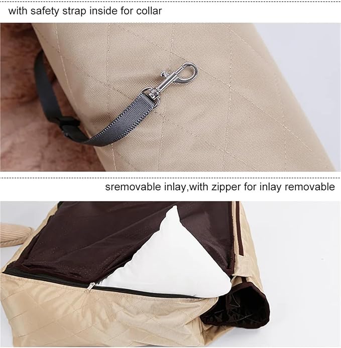 Dog Car Seat Booster for Small Dogs and Cats, Waterproof Quilted Nylon Pet Travel Bed, Durable Anti-Slip Car Seat Protector, Beige/Black/Grey, 60x50x18cm(Grey)