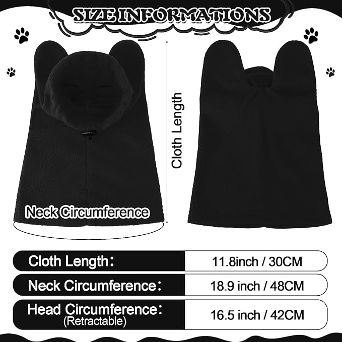 Winter Dog Hats Quiet Ears for Dogs Ear Muffs Pet Neck Warmer Scarf Hoodie Noise Protection Cover Beanie Head Wrap Costume for Pet Dog Cats(Black,M)