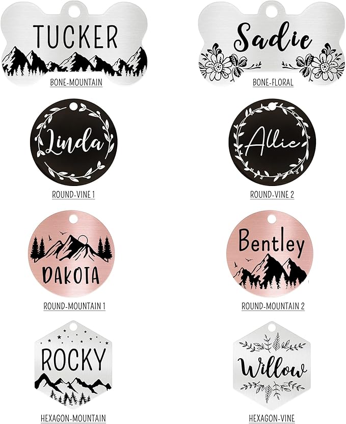 Ultra Joys Personalized Dog & Cat Tags - Stainless Steel, Custom Engraving Front & Back, Round Top, Silver Small