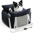 Pet Car Booster Seat for Small Dogs up to 25 lbs with Safety Straps, Storage Pockets, Travel Carrier Bed with Detachable Cover, Machine Washable (Black)